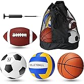 Jerify 4 Pcs Sport Balls Set Official Size Athletic Balls Include Soccer, Football, Basketball, Volleyball for Indoor Outdoor Game Youth Adult Operation Christmas Ball Gifts