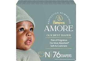 Pampers Amore, Size 0 (up to 10 lbs), 76 Count, Our Best Diaper – Hypoallergenic & Fragrance Free, Up to 100% Leakproof, Soft