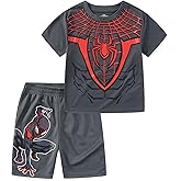 Marvel Spider-Man Miles Morales Avengers Boys 2 Piece T-Shirt and Active Mesh Shorts Set for Toddler and Big Kids