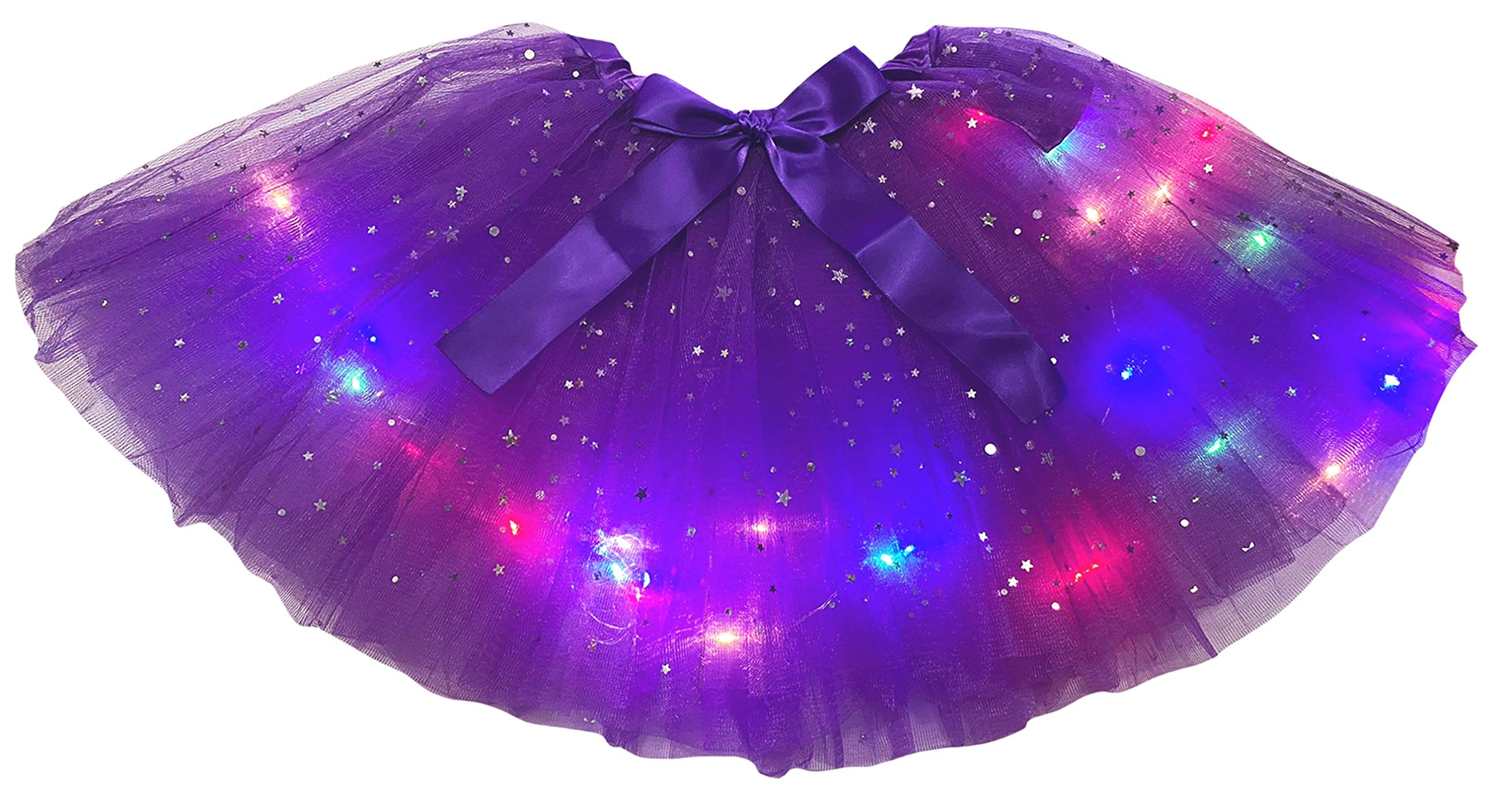 Petitebelle Single Color Bling Stars Led Lights Lady Tulle Tutu (Purple, One Size) — image 1