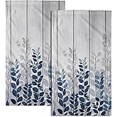 Giwawa Blue Eucalyptus Leaves Hand Towels Set of 2 Rustic Wood Soft Guest Bath Towel Kitchen Dish Towels Spa Home Bathroom Decorations