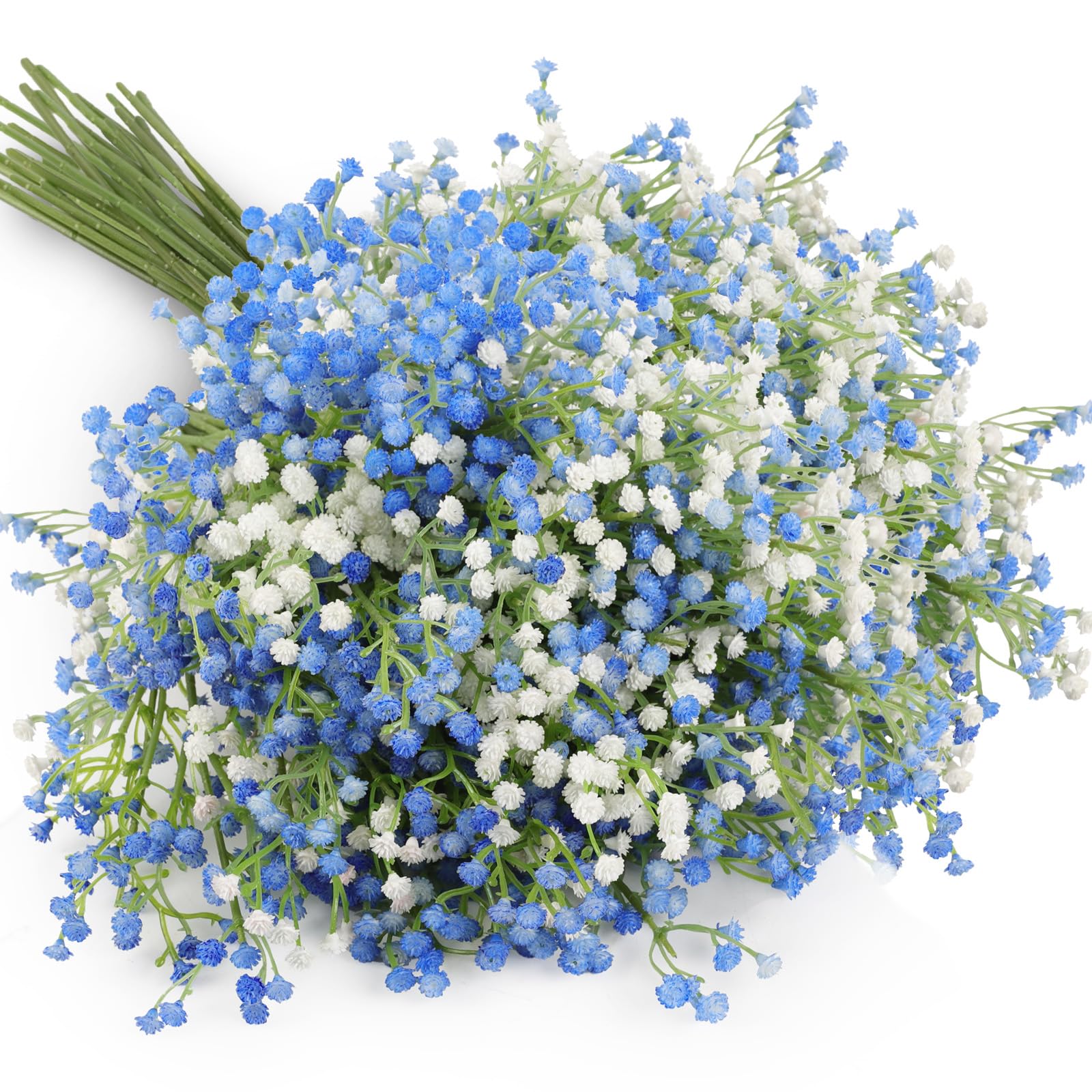 N&T NIETING Gypsophila Artificial Flowers, 15Pcs Baby Breath Flowers Artificial Fake Gypsophila for DIY Wedding Bouquet Party Table Centerpieces Flower Arrangements and Home Decor(Blue&White)