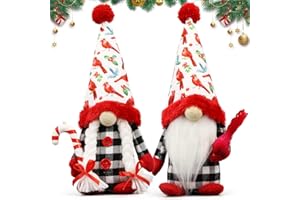 TEEKER Christmas Red Cardinal Gnomes Decorations for Home, Indoor, Office- Xmas Gnomes Plush Doll - Christmas Elf Decoration Swedish Tomte- Red Cardinal Decor for Table - Gnomes Gifts for Women