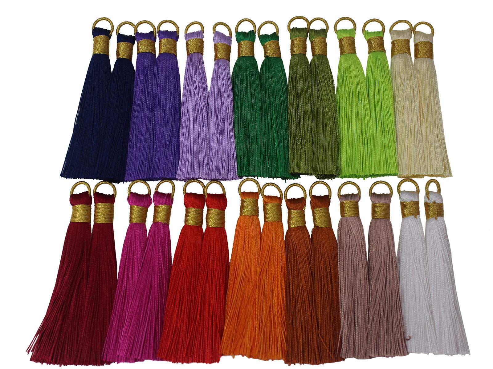 PAMIR TONG 3.1 inch Craft Silk Tassels Assortment 30pcs 8cm Soft Elegant Tassels for Earring, Bracelet, Keychain, Sewing & DIY Jewelry Making