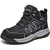 AUVYI Steel Toe Work Boots for Men – Wide Toe Lightweight Breathable Safety Shoes, Slip-Resistant Industrial & Construction Work Footwear