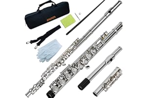 ​KAYATA Closed Hole C Flute – 16-Key Nickel-Plated Student Flute with Offset G & Split E, Includes Case, Cleaning Kit, Strap, Gloves & Tuning Rod – Ideal for Beginners