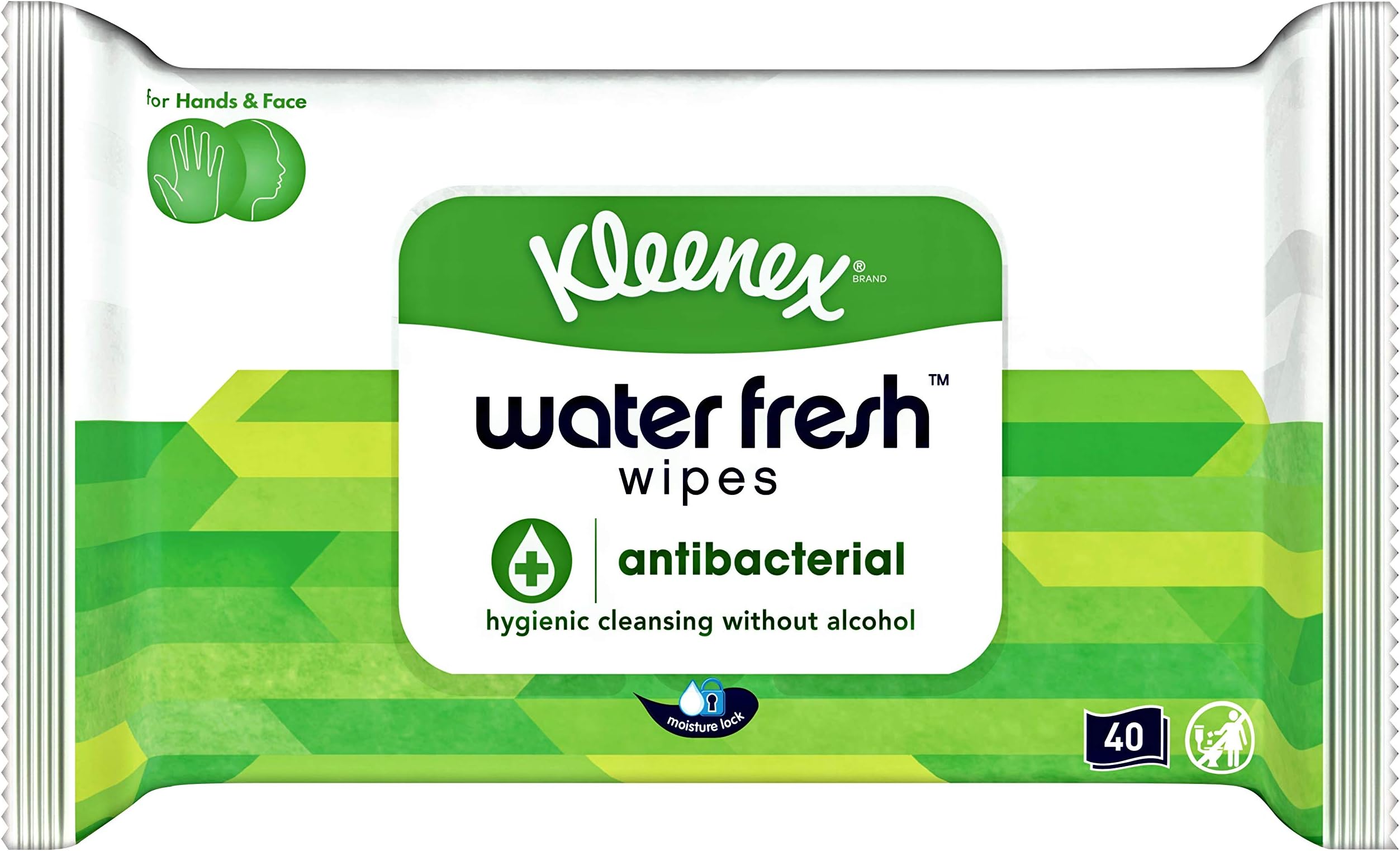 2 x Kleenex Water Fresh Antibacterial Wet Wipes (40 per pack) by Kleenex