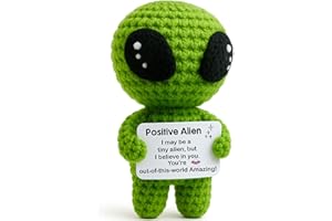 MAMAGIFTREE Christmas Stocking Stuffers for Adults - Funny Positive Alien Crochet Plush with Uplifting Message Card - Small Encouragement Gift for Women, Men,Teens, Friends, Ideal for Birthday, Graduation