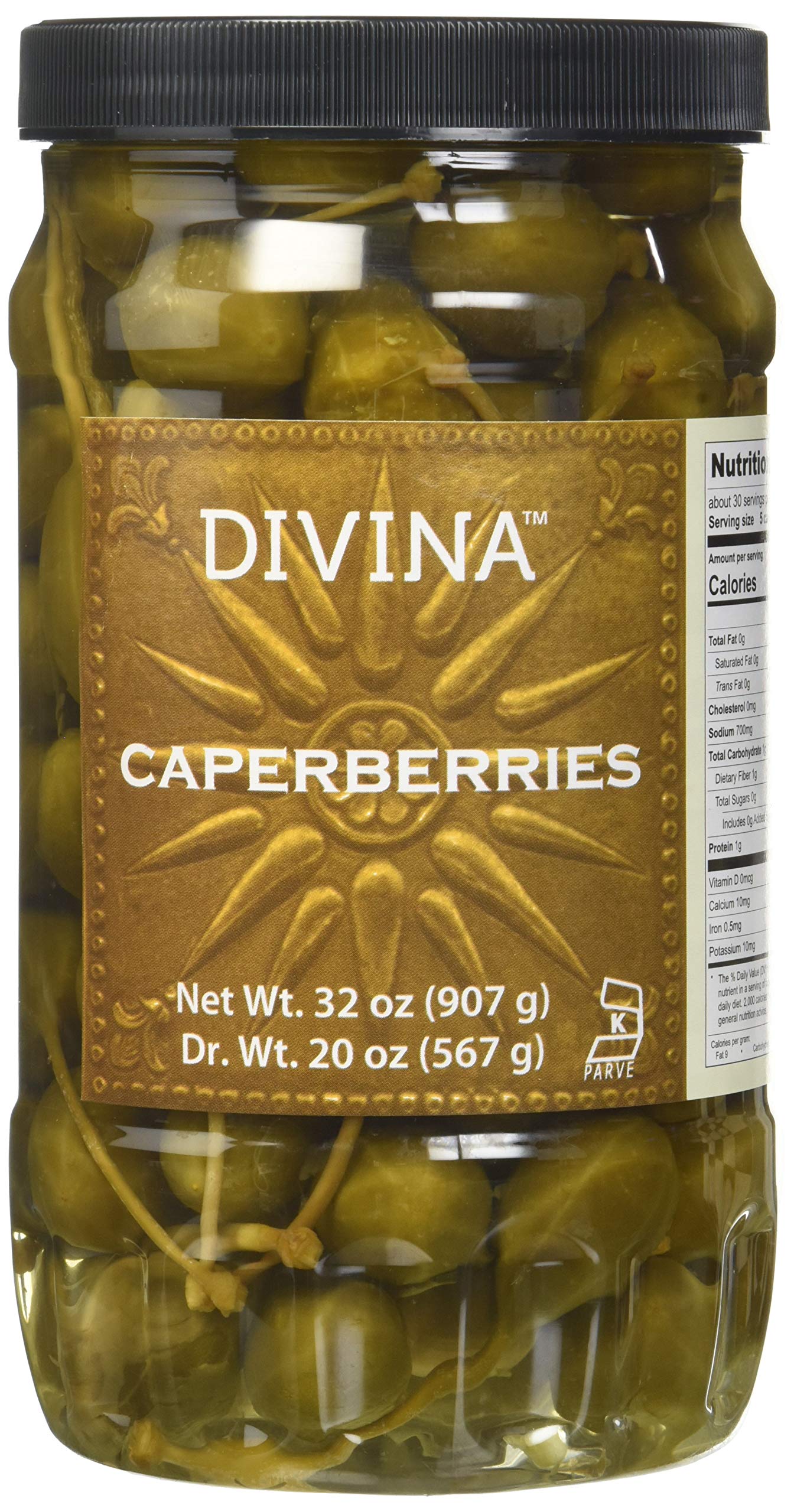 16 oz Imported Caperberries (Caper Berries) in Vinegar and