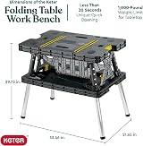 Keter Folding Work Table Portable Workbench with 12 inch Clamps Garage Wood Shop view 2