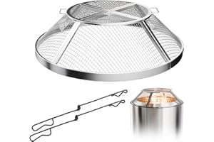AOWALEN Fire Pit Spark Screen for Solo Stove Ranger 15 Inch, Sturdy 304 Stainless Steel Fire Pit Protection, Easy-Opening Spark Cover Accessories with Removal Tools (Silver, 15 inches)