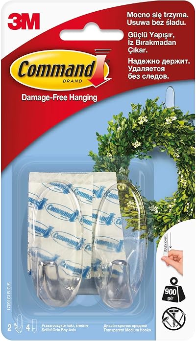 Command Hooks Medium Clear 2-Hook Damage-Free Hanging