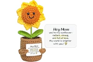 GIFTSFU Gifts for Mom Birthday Day- Positive Crochet Sunflower, Knitted Emotional Support Animal, Funny Cute Small Gift for Mom Bonus Mother in Law from Daughter Son Positive Emotional Support Pickle Gifts
