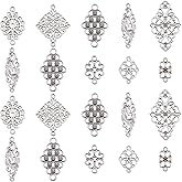 UR URLIFEHALL 80 Pcs Filigree Connectors Rhombus Flower Charms Hollow Pendants Tibetan Metal Embellishments for DIY Hairpin Headwear Earring