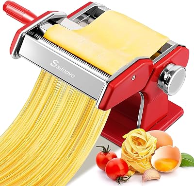 Sailnovo 3-in-1 Stainless Pasta Machine 9 Thickness 2 Width Red