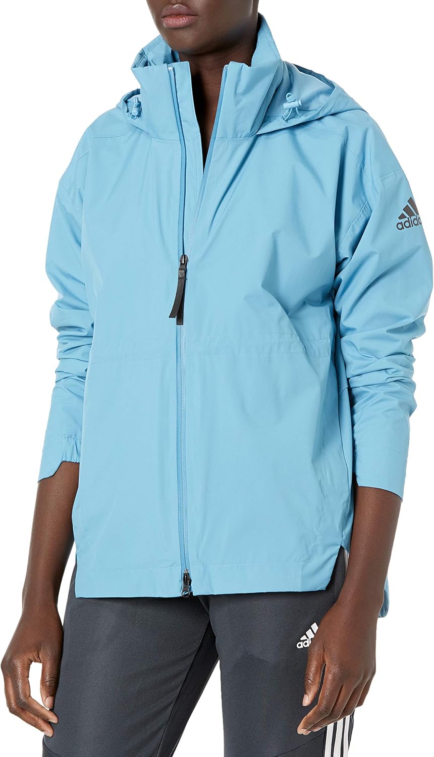 adidas Outdoor,Womens,Urban RAIN.RDY Rain Jacket,Hazy Blue,Medium