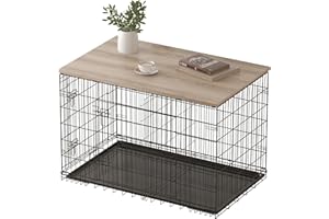 Piskyet Dog Crate Topper Wood Countertop for 48 42 36 30 24 inch Dog Cage, Dog Crate Cover,Dog Kennel Topper(Crate Not Includ