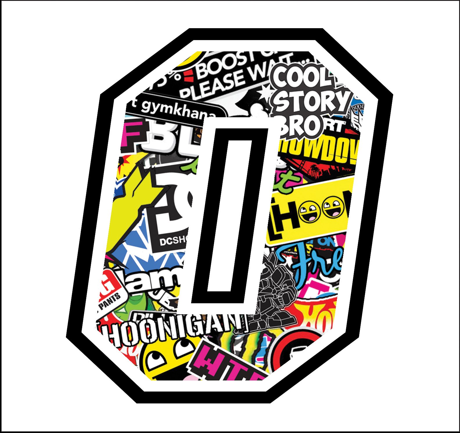 GamesMonkey Sticker NUMBER 0 RACE 12 cm - STICKER BOMB - race cross track car motorcycle stickers