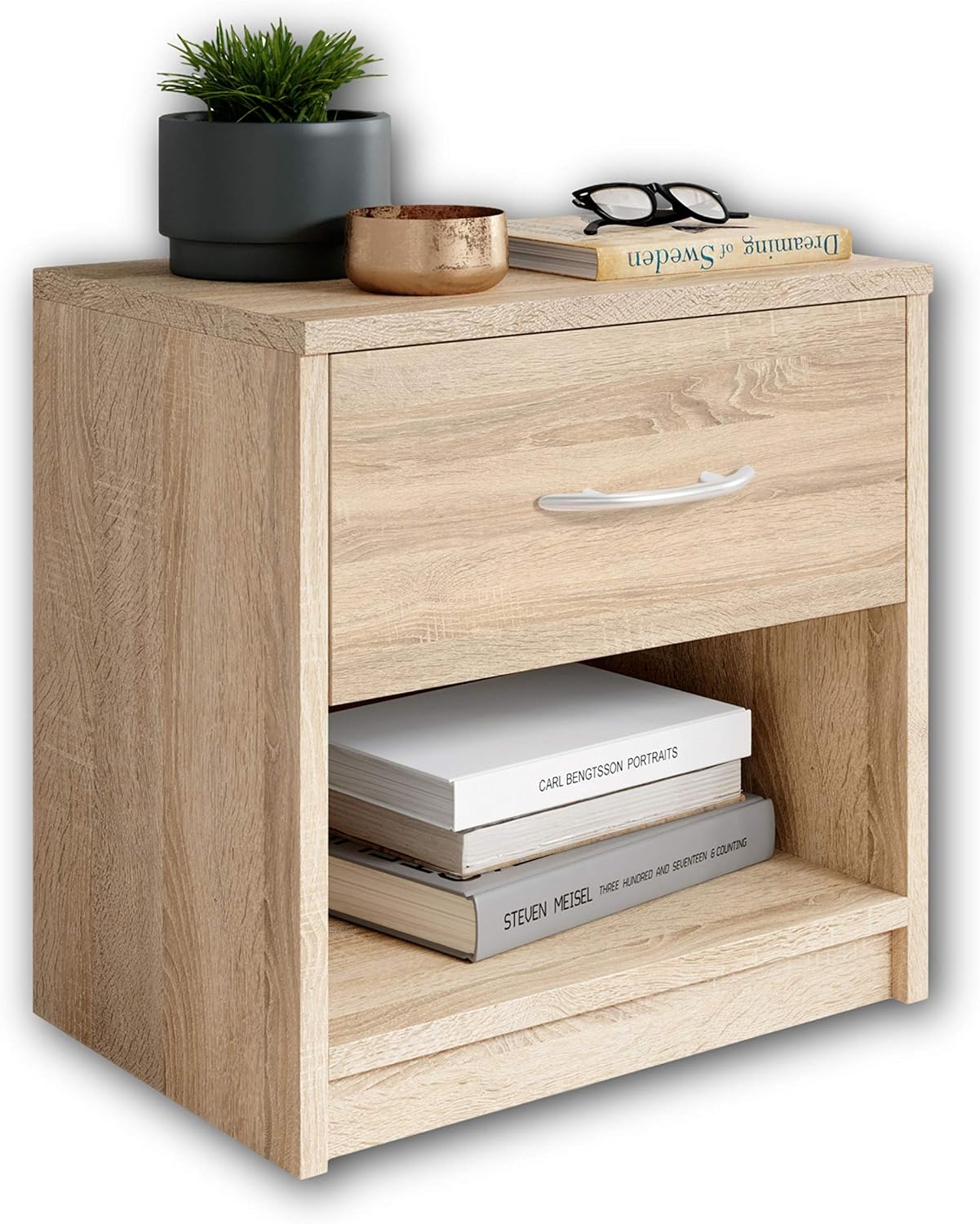 Stella Trading Bedside Table Wood Sonoma 28 X 39 X 41 Cm Amazon Co Uk Kitchen Home