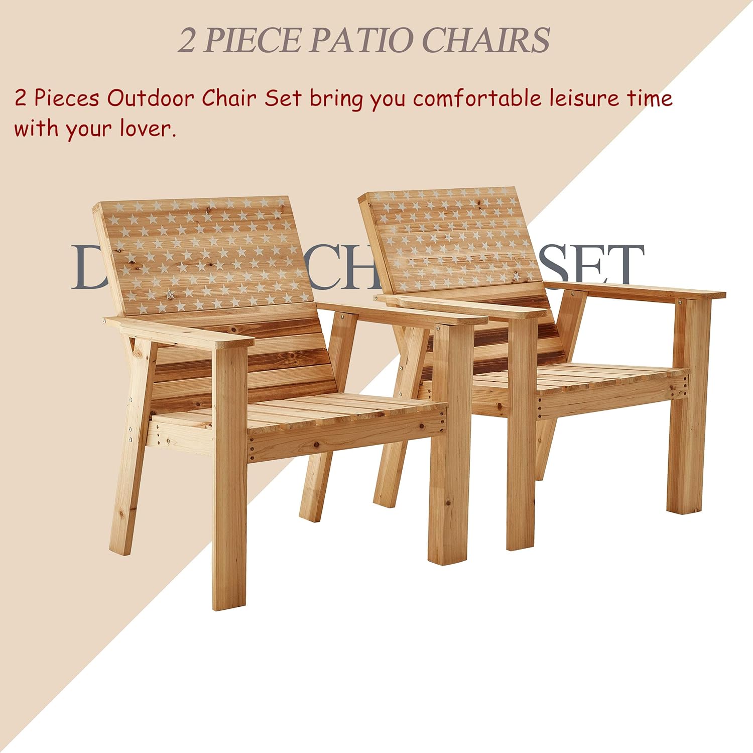 LOKATSE HOME Wood Patio Dining Chairs Set of 2 for Garden, Yard, Lawn, Deck, Porch, Outdoor Living, 32.3"(D) x 29.7"(W) x 36.6"(H), Wooden : Garden & Outdoor