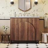 DWVO 36" Bathroom Vanity with Sink | Arched Door Bathroom Vanities, White Artificial Stone Countertop, Undermount Ceramic Sink, Movable Shelf, Single Drain