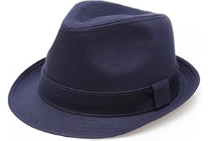 MIRMARU Classic Trilby Short Brim 100% Cotton Twill Fedora Hat with Band
