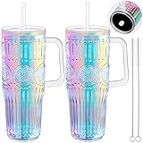 NiHome 2-Pack 32oz Iridescent Ribbed Plastic