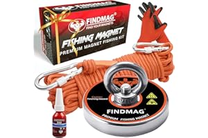 FINDMAG Fishing Magnet Kit 600 LBS Pulling Force, Super Strong Magnet Kit for Magnetic Fishing and Retrieving Items, Holiday Gift Idea - 2.95inch Diameter