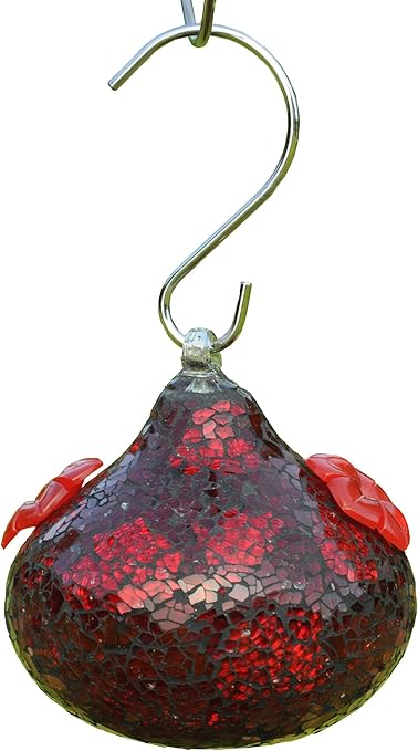 Amazon Com Bird Brain Shimmer Glass Hummingbird Feeder Red