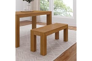 Plank+Beam 60 Inch Dining Bench for Dining Room, Bench for 72 Inch Table Kitchen Dining Seat, Wooden Outdoor Bench, Solid Wood Entryway Bench, Pecan Wirebrush