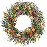 24 Inch Christmas Wreath for Front Door with Fake Fruit, Large Xmas Wreath with Eucalyptus Leaves for Indoor & Outdoor, Artificial Christmas Wreaths for Door Wall Mantel Porch, Winter Holiday Wreath
