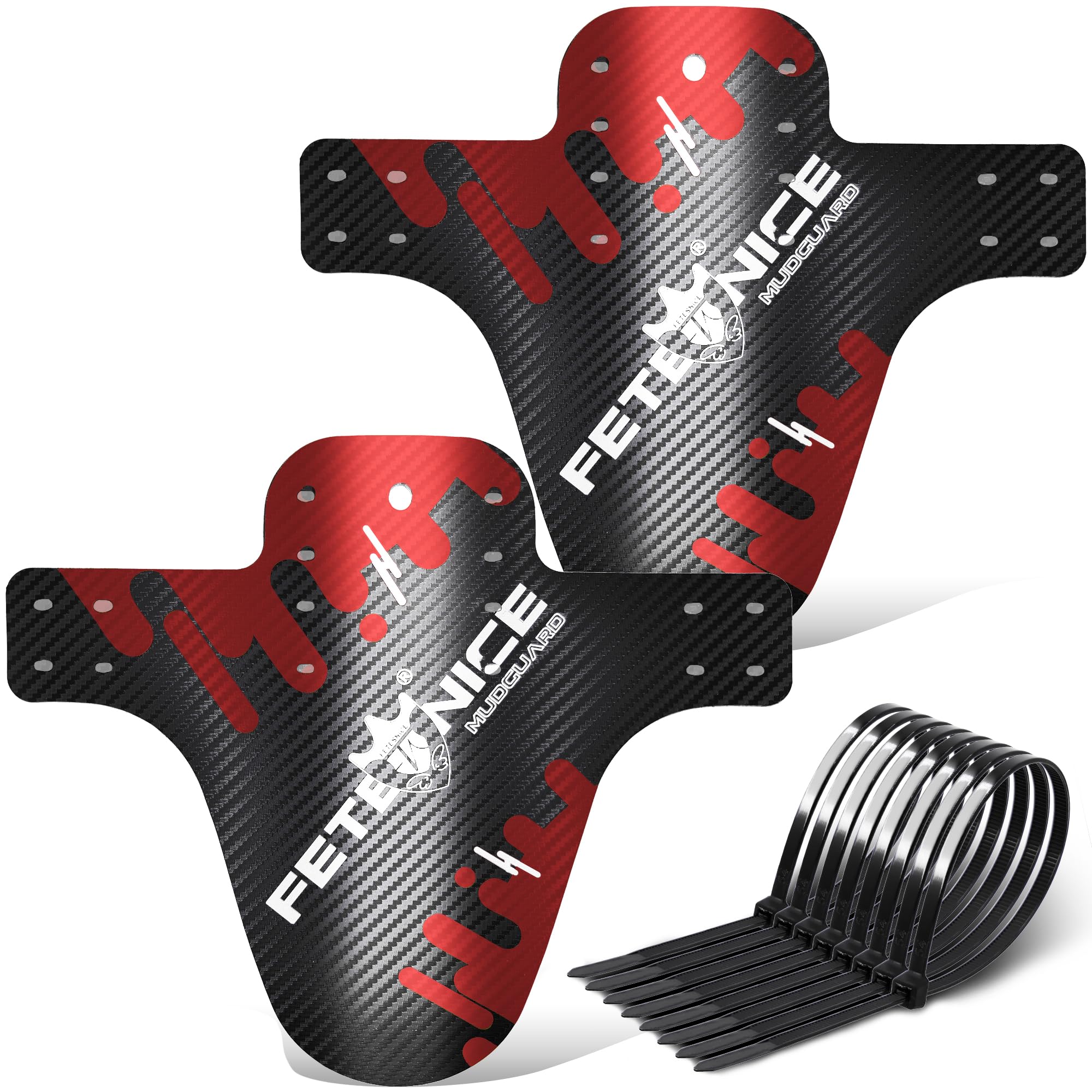 FETESNICE 3D Carbon Fibre MTB Mudguard Set – Thickened 0.8mm PP, Front & Rear Bike Fender Kit for Mountain Bikes (20–29”)