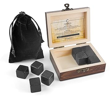 Cumbreca Whisky Steine, Geschenkset aus 9 Granit Eis-Steinen, Kühlung von Ihrem Whisky, Wein und anderen Getränken, Wiederben