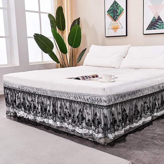AmHoo LaceTrimmed Wrap Around Bed Skirts，Easy Installation