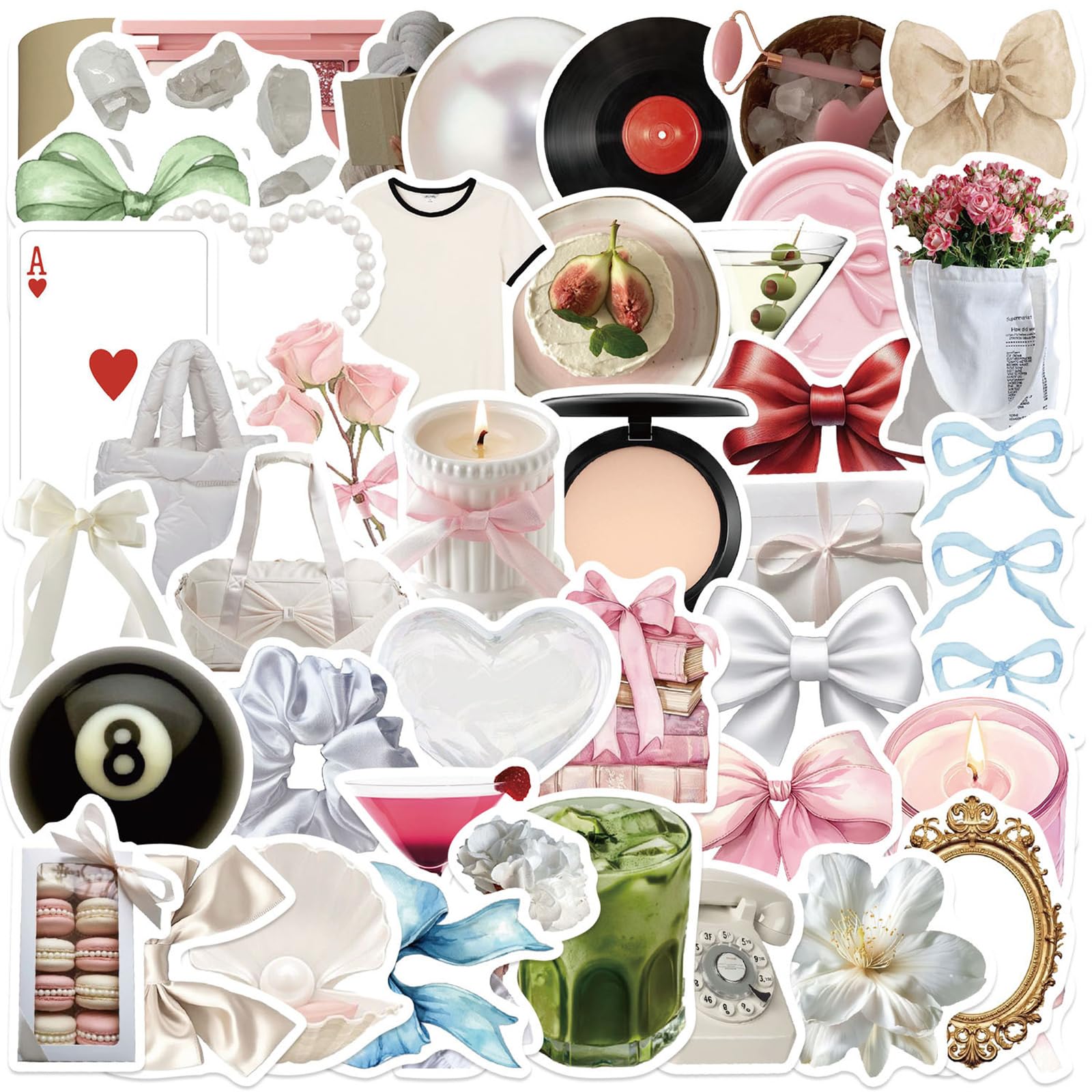 50PCS Aesthetics Stickers,Clean Girl Aesthetic Stickers Self Care Matcha Decals,Waterproof Vinyl Stickers for Water Bottles Laptop (Blandness)