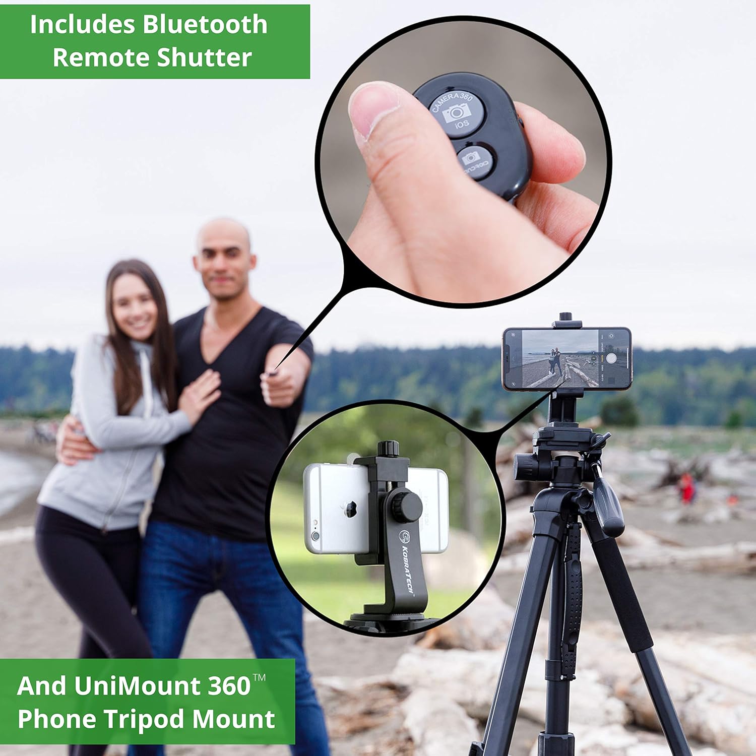KobraTech 70 Inch Tripod for Phone and Camera - Apex A70 Tripod – Camera Tripod Stand with Bluetooth Remote Shutter, Phone Tripod Mount & Monopod : Camera & Photo