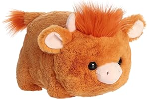 Aurora® Adorable Spudsters™ Hamish Highland Cow™ Stuffed Animal - Round Shape Makes for Comforting Cuddles - Perfect for Kids All Ages and Animal Loving Adults - Brown 10.5 Inches