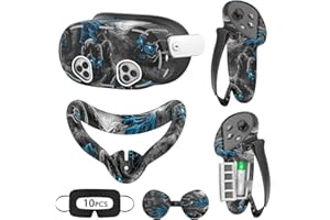 Tyasoleil VR Silicone Case for Meta Quest 3S, Design Upgraded Accessories for Oculus Quest 3S, Face Cover, Controller Grips, Shell Cover, Lens Cover, Disposable Eye Cover (Phantom)