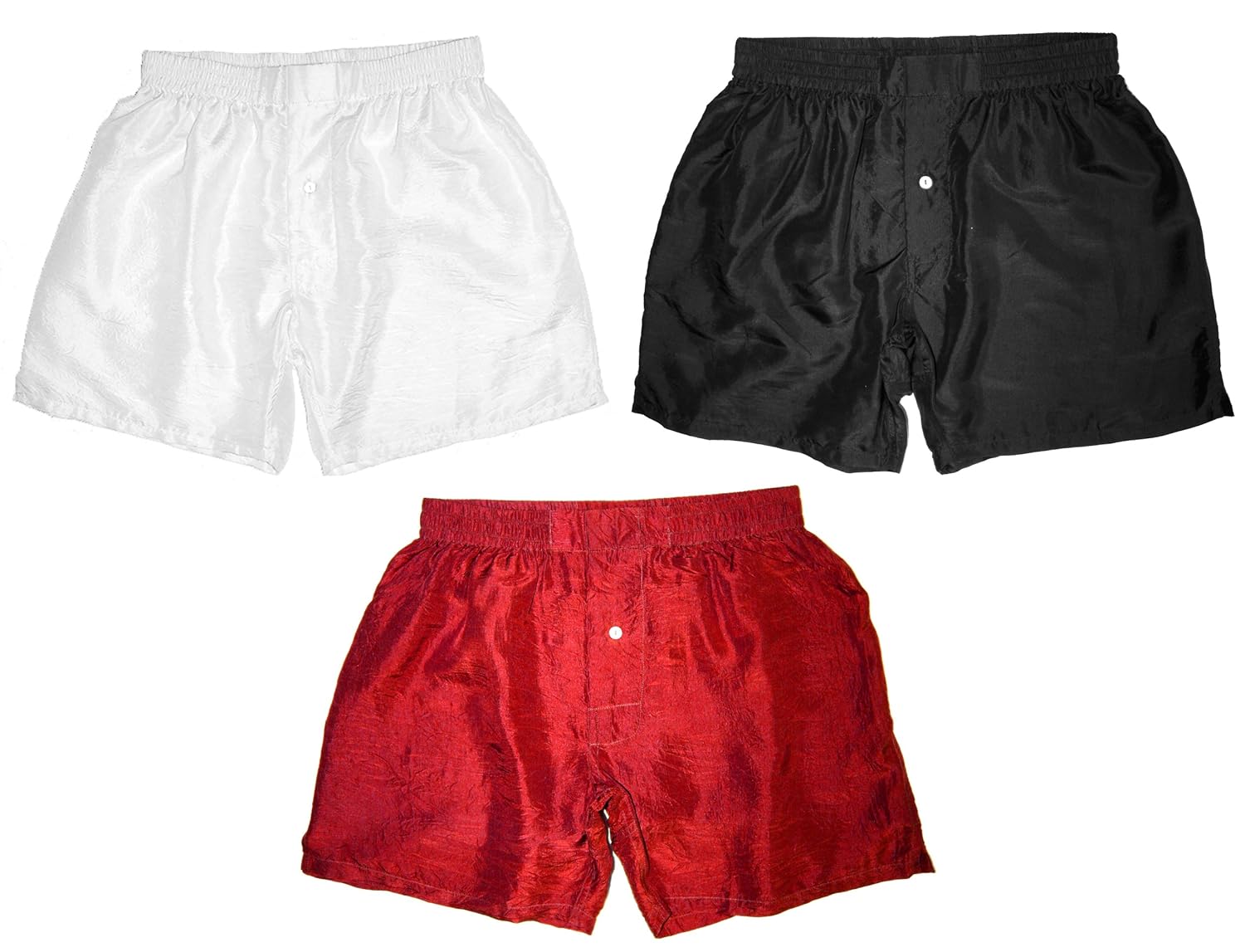 Set of Three Silk Boxers by Royal Silk BLACK WHITE & RED LARGE 35