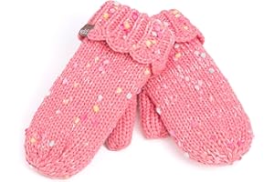 PEPPERCORN KIDS Girls Fun Speckled Knit Mittens for Kids All Ages 1-12 Years, Premium Quality, Fleece-lined, Thick, Cold Weather Essentials