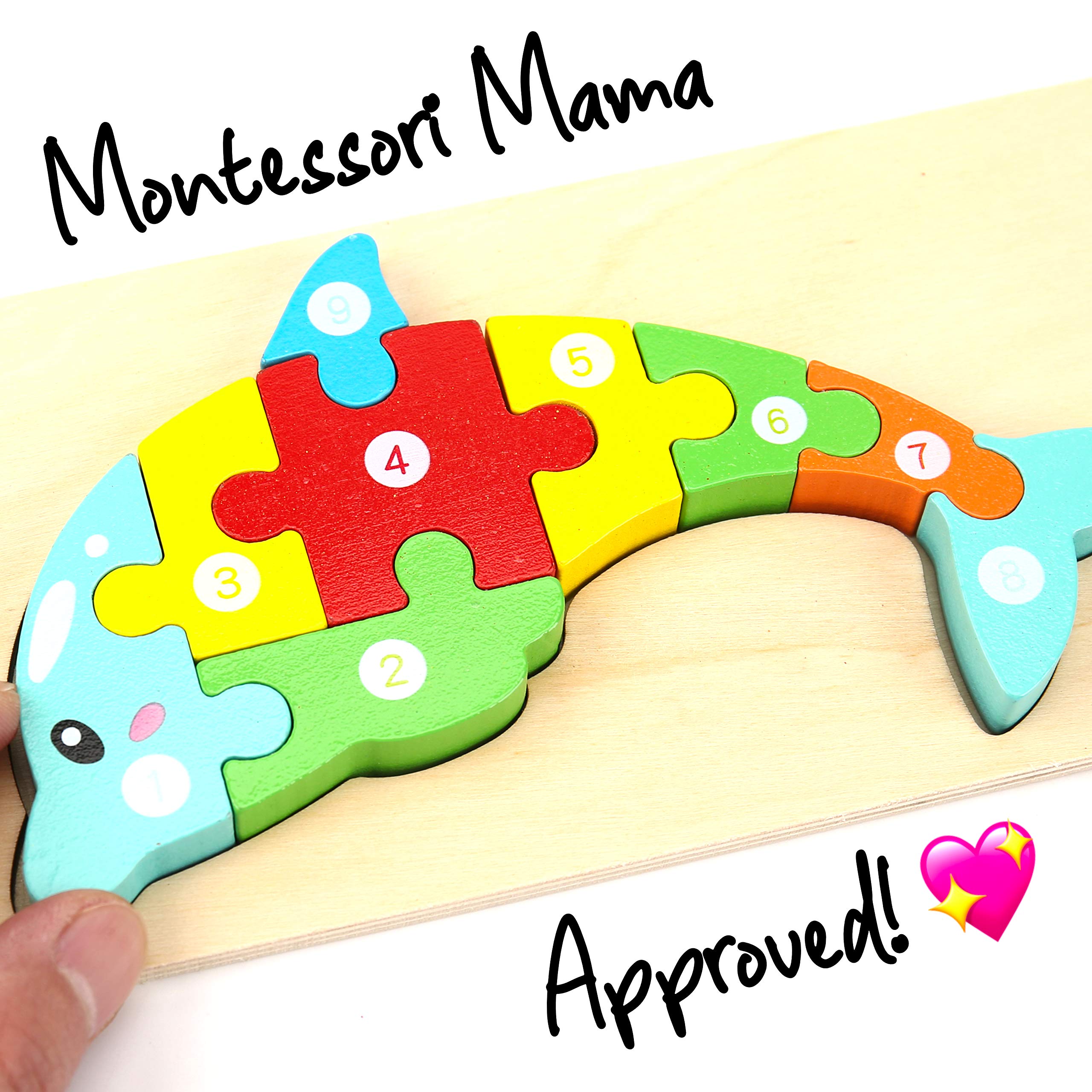 Montessori Mama Wooden Toddler Puzzles for Kids Ages 2-4, Montessori Toys for 3 Year Old, Animal Toddlers Toys Ages, 4-Pack Learning Toddler Puzzle