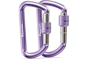 FresKaro 3inches Screw Locking Carabiners, Strong Tensile Strength 12kN/2698lbs, Lightweight, Rust-Free, D Shape Wide Opening Gate, Sturdy and Last Long, Assorted Colors