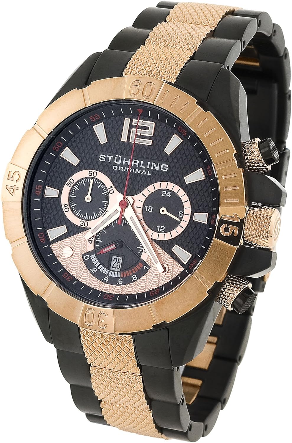 stuhrling original men's gmt stainless steel bracelet watch