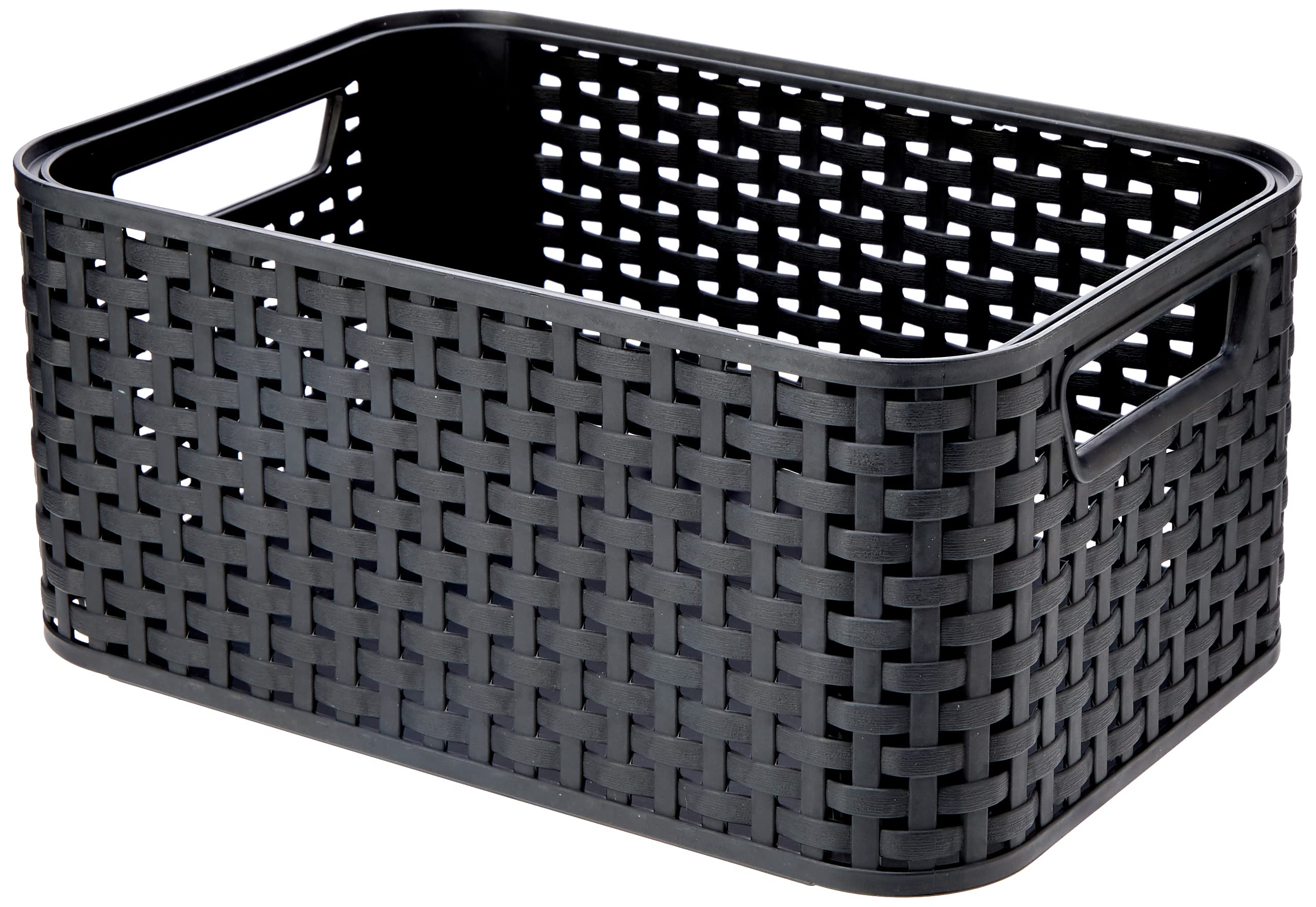 Curver Style 205826 Storage Basket Rattan Look Size S Second-Generation Polypropylene