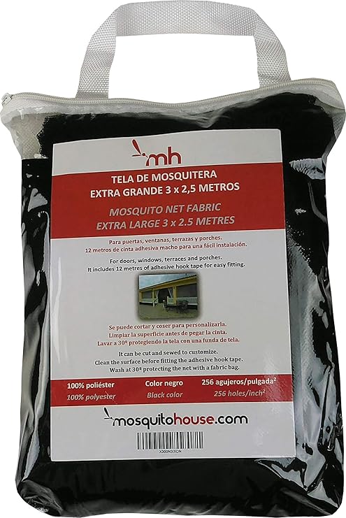Moskitonetzstoff 3 meter x 2,50 meter schwarzer farbe. Es enthält 4 klettstreifen 3 meter x 2 cm schwarz. Stoff moskitonetz f