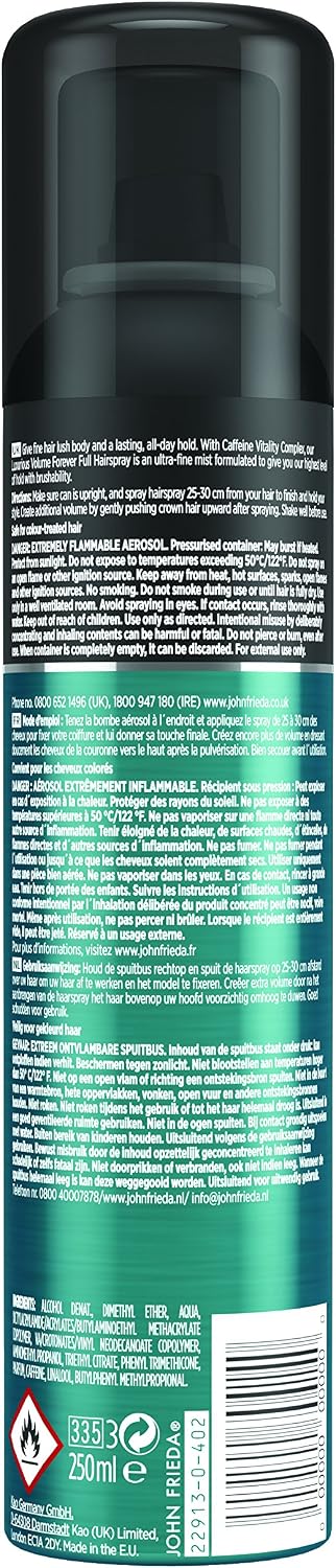 John Frieda Volume Lift Lightweight Hairspray 250 ml, Volumising Hairspray for Flat Fine Hair, Clear, 250 ml (Pack of 1) - Image 3