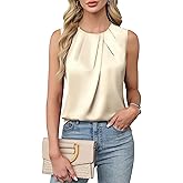 Blooming Jelly Womens Summer Tank Tops Business Casual Outfits Satin Blouse Dressy Work Shirts Spring Clothes