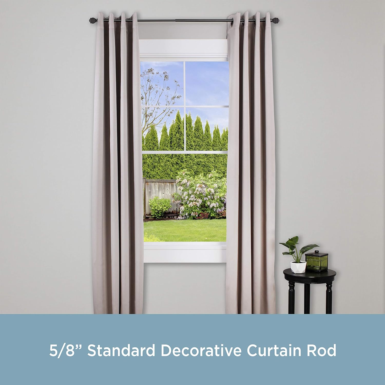 Kenney Beckett 5/8" Standard Decorative Window Curtain Rod, 28-48", Black: Home & Kitchen