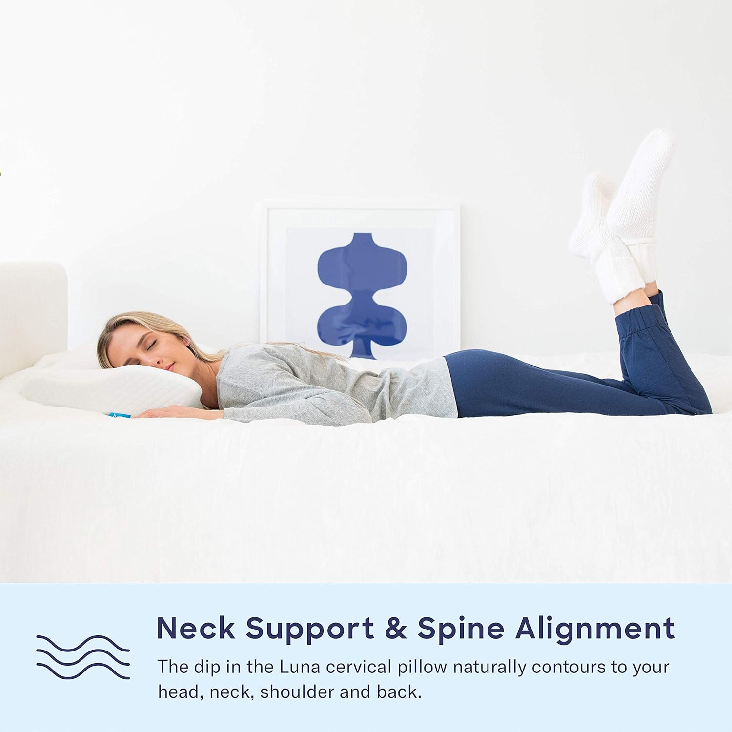 LUNA Contour Gel Memory Foam Pillow Orthopedic Sleeping | Ergonomic Cooling Cervical Pillow for Neck | Side, Back and Stomach Sleepers, (Firm & Standard Size) | CertiPUR-US Certified & Designed in USA: Home & Kitchen