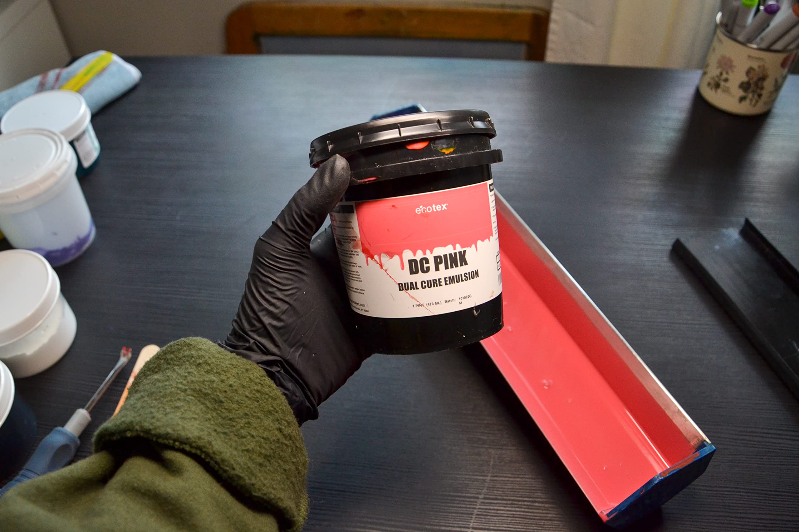 Ecotex DC Pink Screen Printing Emulsion (Pint - 16oz.) - Diazo Required Photo Emulsion for Silk Screens and Fabric - For Plastisol and Water Based Ink, Printing Supplies